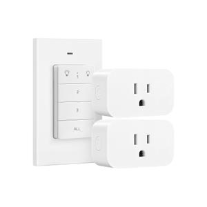 DEWENWILS Remote Control Outlet, Wall Mounted Wireless Light Switch, 2 Independent Control Sockets Electrical Remote Outlet Switch for Lamps, Fans, Household Appliance, No Wiring,100 Ft Range