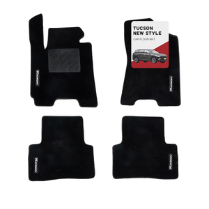 ROJ 3D Fit Wool Carpet Floor Mats for HY Tucson 2015-2020 - Black Interior Set with Luminous Logo, Durable and Anti-Slip 1"L x 1"W x 1"Th