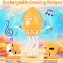 Baby Dancing Octopus Toy for 1 2 3 Year Old Boy Girl, Magical Musical Squid & Infant Tummy Time Toy, USB Rechargeable Crawling Baby Squid Toys for Walking Toddlers Interactive Gift
