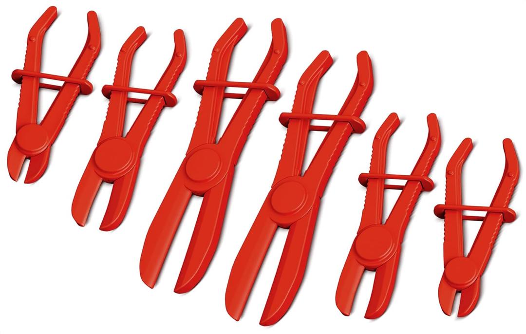 Hose Pinch Off Pliers Set  6Pcs Nylon Clamp Tools for Fuel, Coolant & Brake Lines  Non-Conductive Hose Locking Pliers for Automotive Repairs  Rust-Proof with Secure Lock Buckle & Anti-Slip Handles