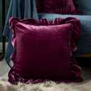 GLORY SEASON Velvet Throw Pillow Cover Soft Decorative Luxurious Solid Square Cushion Case for Sofa Couch Bedroom Farmhouse,Pack of 2, 18 x 18 Inches, Amaranth