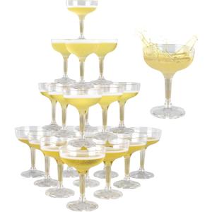 50 PCS champagne tower glasses, 5 oz disposable martini and champagne glasses plastic, plastic coupe glasses, disposable champagne glasses for Weddings & parties