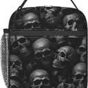 Lunch Box for Kids Adults Girls Boys Black Skull Lunch Bag Cooler Tote Reusable Insulated Lunch Bag Container Gifts for Office Picnic Travel Work School (One Size)