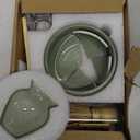 Vintage Japanese Rustic Matcha Green Cup Mini Pot and Weave Set