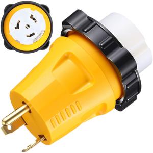 Kanayu 30 Amp to 50 Amp RV Adapter NEMA TT-30P Male to SS2-50R Female Lock, Heavy Duty RV Shore Power Converter for Travel Trailer, Marine Grade Locking Plug, 125V/3750W