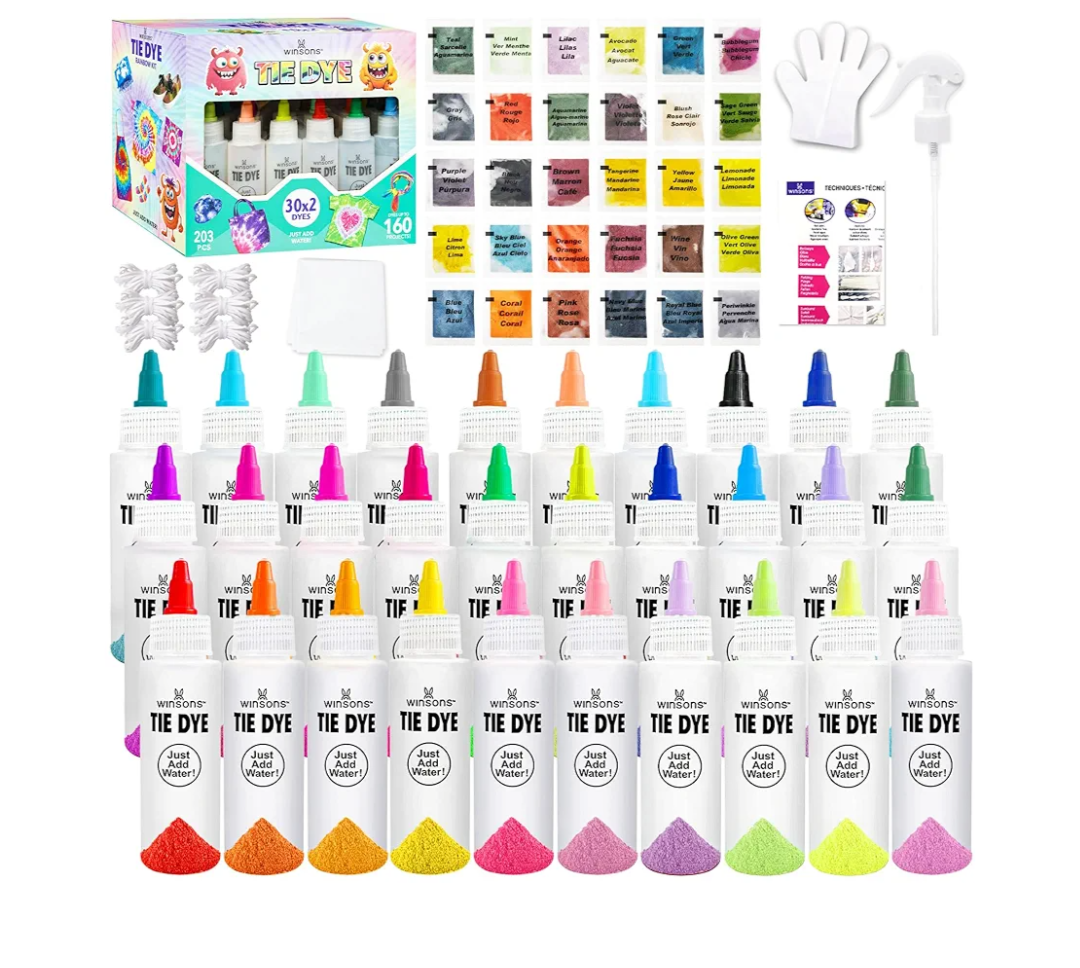 Pack Of 2 30 Colors Tie Dye Kit, Tie Dye Set for Kids, Pre-Filled Tye Dye Bottles, Non Toxic Permanent Fabric Dye Art Set, Easy DIY Fabric Art - Create Fun (30 Colors)