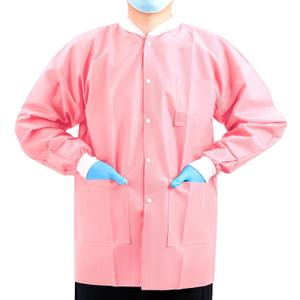 JMU 10-100 Pack Disposable Lab Jackets, SMS Disposable Medical Jackets for Adult, Knit Cuffs Collar, 3 Pockets, Medium