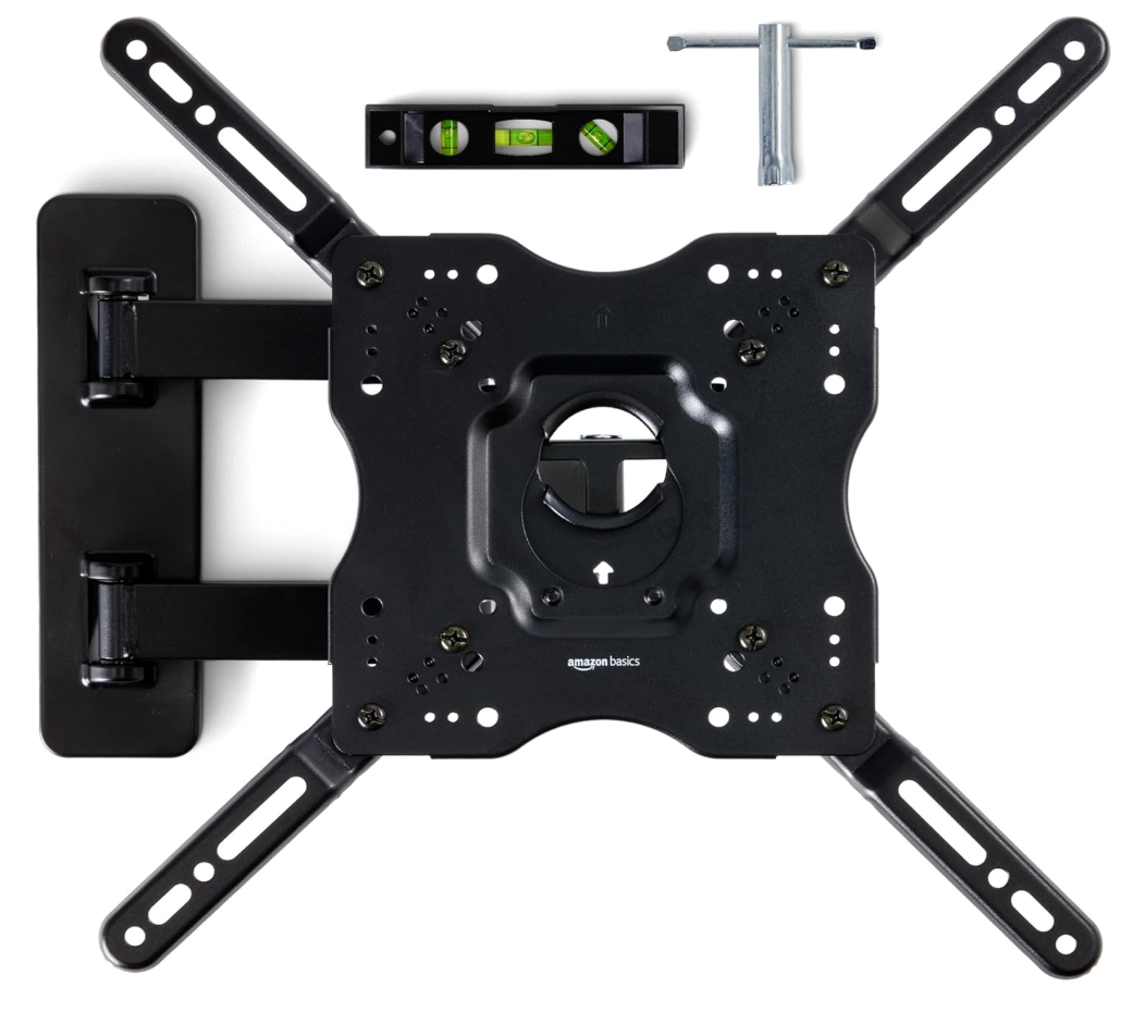Full Motion Articulating TV Wall Mount, with Swivel and Tilt, for 26" to 55" TVs and Flat Panels up to 80 Lbs, VESA Compatible, Single Stud, Black