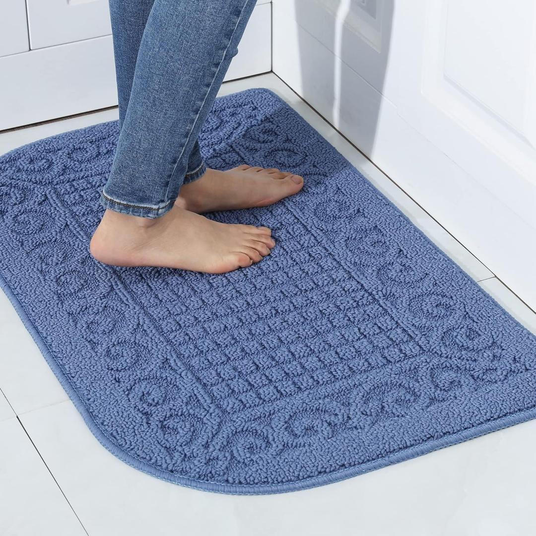 COSY HOMEER 32X20 Inch Anti Fatigue Kitchen Rug Mats are Made of 100% Polypropylene Half Round Rug Cushion Specialized in Anti Slippery and Machine Washable (32x20in Blue 1pc)