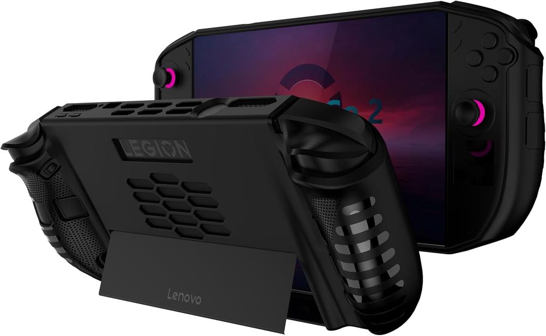 Protective Case for Legion Go 2 2025 - TPU Cover with Fixed Kickstand & Cooling Vents, Compatible with Lenovo Legion Go 2 Handheld (Matte Black)