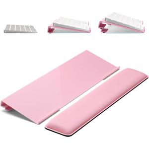 Laborio Computer Keyboard Stand for Desktop, 2-Level Height Adjustment Keyboard Wrist Rest, Non-Slip Key Board Riser Pad for Office, Gaming, and Home Desks(Pink)