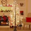 1 Pack 6ft-1100led Lighted Birch Tree LED Warm White Lights Twinkle Twig Tree with Fairy Lights Artificial for Christmas Outdoor Indoor Home Decoration, 8 Modes, Brown, Warm White Light