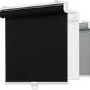 Light Filtering Solar Shades for Indoor Windows, 14" W x 72" H, Black | Cordless Pull Down Spring Blinds, 5% Openness Semi Sheer Fabric, Flame Retardant, Thermal Insulated UV Protection for Home