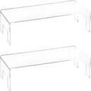 Frcctre 2 Pack Acrylic Display Risers, 12" Lx5 Wx3.3 H Clear 5mm Thick Small Display Risers Stand Acrylic Showcase Fixtures Shelf for Dessert Cupcake Figures Toys Cosmetics Perfume