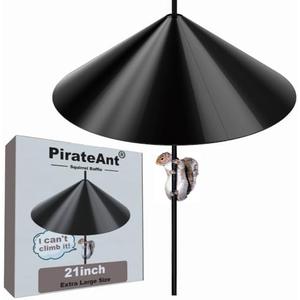 PirateAnt Squirrel Baffle for Bird Feeder Pole，Squirrel Guard Pole Mount Stopper for Outdoor Bird Feeder or Shepherd Hooks,21 inch Diameter，1 Pack Dark Black.