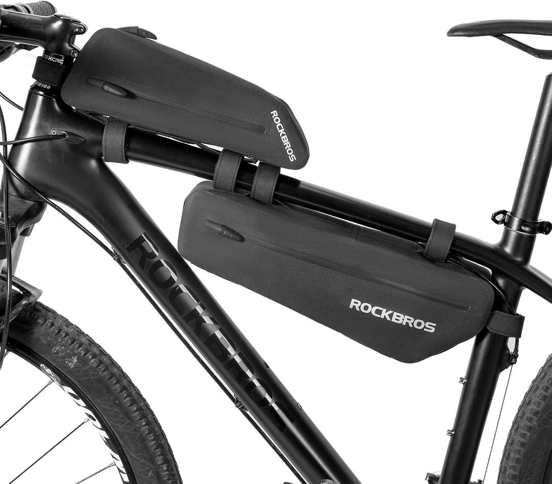 ROCKBROS Bike Frame Bag, 3.5L Waterproof Bike Bag, Top Tube Bike Bag,Bike Storage Bag, Cycling Accessories for Mountain & Road Bikes (2-Pack)