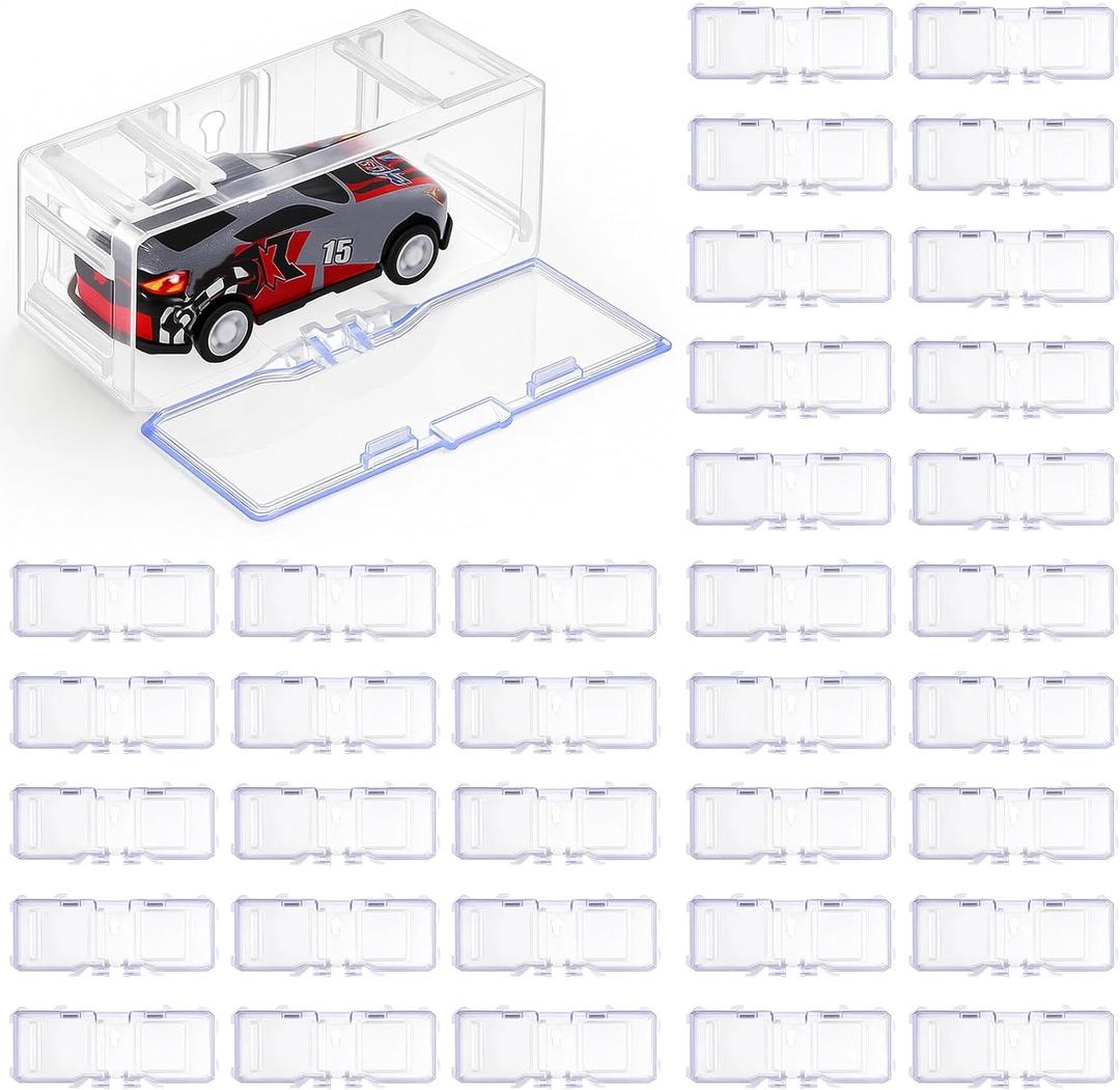 Marsui 100 Pcs 1/64 Scale Toy Cars Organizer Storage Case Clear Individual Toy Car Display Case1.4 x 1.4 x 3.5 Inches (White)