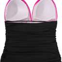 RXRXCOCO Women V Neck One Piece Swimsuits Tummy Control Ruched Swimwear Halter Bathing Suit (Black), 2XL