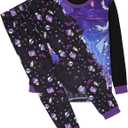 Kids Girls Black 3D Print Sleepwear Pajamas Pjs Shirt + Shorts Clothes Sets 5-12Y (long, 8Years)