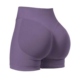 VOYJOY Women Workout Impact Shorts 4.5" Scrunch Butt Lifting Gym Seamless Booty Biker Shorts Large