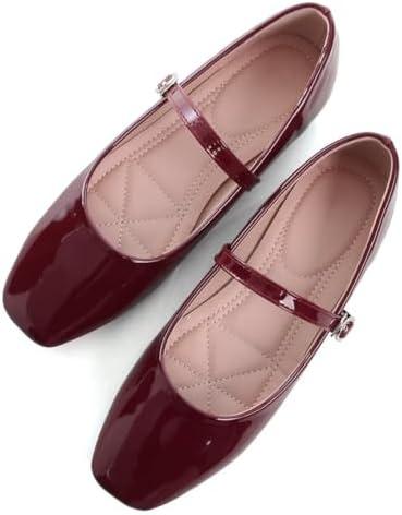 TN TANGNEST Leather Flats for Women Comfortable Square Toe Slip On Flats Soft Work Flats Retro Mary Jane Flats