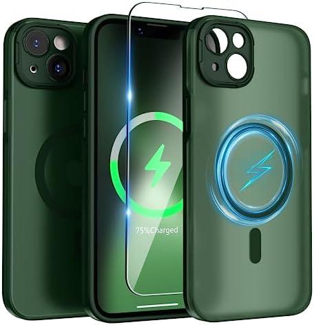 SURPHY Designed for iPhone 14 Plus Case Compatible with MagSafe (6.7 inch, 2022), with Screen Protector & Camera Protector Translucent Matte Phone Case (Green) 6 pack