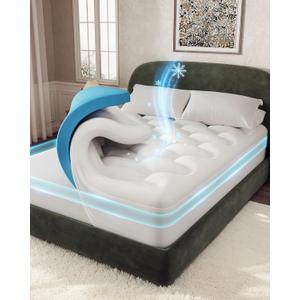 OhGeni Cooling 4 inch Dual Layer King Mattress Topper, 2 inch Cooling Gel Memory Foam, 2 inch Down Alternative Pillow Top Pad, Mattresses Cover for Bed, Medium Support, Fits 6-19 Deep Pocket (White)