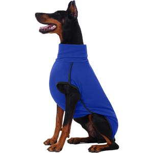 ROZKITCH Dog Fleece Vest with Leash Hole, Pet Windproof Warm Cold Weather Jacket Vest Cozy Jumpsuit Apparel Outfit Clothes for Walking Hiking Travel Sleep Blue 2XL (2XL(Back Length:22-25"))