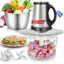 Food Processor-2 Bowls(12Cups+12Cups),Food Chopper for Meat-N