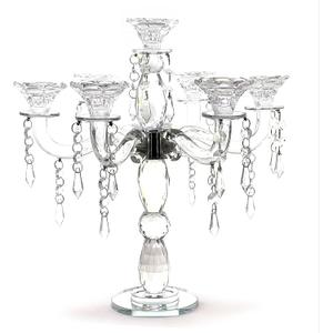 allgala Crystal Candle Holder - 7-Arm 14 Inch Crystal Taper Candlestick Candelabra - Centerpiece for Home Wedding Event and Party Festival