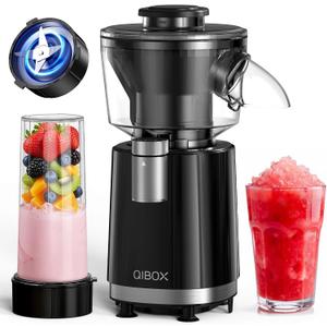 QIBOX Snow Cone Machine & Smoothie Blender 2 in 1, 700W Powerful Shaved Ice Machine Slushine Machine, Healthy Frozen Drink Maker with Stainless Steel Blade & Smoothie Recipe, for Home Kitchen Party (Black)