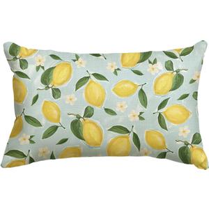 AVOIN colorlife Summer Lemon Throw Pillow Cover, 12 x 20 Inch Flowers Blue Cushion Case Decoration for Sofa Couch Holiday Seasonal Home Decor