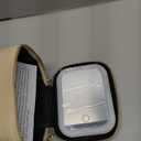 Mini Makeup Bag with Led Mirror,Small Travel Make up Bag 3 Light Modes Adjustable Brightness, for Women Organizer Cosmetic Bag, Portable Travel Train Toiletry Bag, for Pool Parties Work Touch-Ups (Beige)