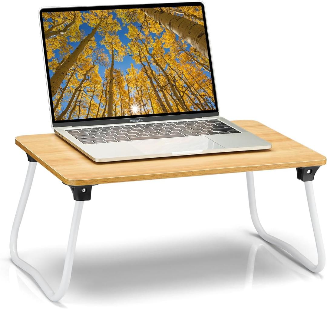 Ruxury Foldable Lap Desk Laptop Stand Bed Desk Table Tray, Breakfast Serving Tray, Portable & Lightweight Mini Table, Lap Tablet Desk for Sofa Couch Floor - Wood (Medium)