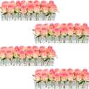 4 Pack Clear Acrylic Flower Vase Centerpiece for Dining Table,63.2 Inch Rectangular Floral Low Vases with 64 Holes for Dining Table Modern Flower Arrangement for Home Decor or Weddings