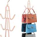 ZEDODIER Purse Hanger Organizer for Closet, 2 Pack Hanging Bag Holder, Keeping Purses Visible and in Good Condition, Metal Handbag Storage Hook Backpack Rack Space Saving Hanger, Rose Gold