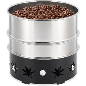 JIAWANSHUN Electric Coffee Bean Cooler with 1.1LB Capacity & Heavy Steel Base - 2-Layer Stainless Steel Mesh for Fast Cooling & Chaff Removal, Home Coffee Brewing Essential Tool 110V (black)