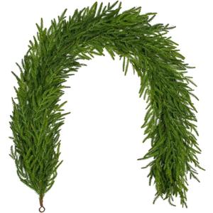 Hollyone 6FT Norfolk Pine Garland Real Touch Winter Pine Garland Faux Christmas Garlands Artificial Greenery Plant for Table Fireplace Mantle Wall Indoor Outdoor Mantle Holiday Christmas Home Decor
