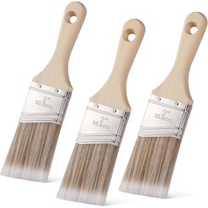 Mister Rui 2" Paint Brushes, 3 Pack, Angle Paint Brush Set for Latex and Oil Paints & Stains, Home Improvement - Interior & Exterior Use, 2 Inch Cut-in Trim Brush