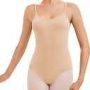 Stelle Women's Short Sleeve Leotard for Ballet Dance Costumes Scoop Neck Sleeveless Double Lined Bodysuit (Beige, M)