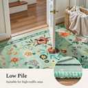 Rugflix 2x3 Small Area Rugs for Entryway, Washable Entrance Door Mat Non-Slip, Soft Low Pile Stain Resistant Vintage Floral Indoor Throw Rug for Kitchen, Bedroom, Hallway, Green