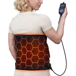 Heating Pad for Back Pain Relief: 2X Graphene Far Infrared Max 160 with 8 Heat Settings - Soft Wearable Wrap Around for Period Cramps & Stiffness Relief - 12"x44" 4H Auto Off for Women at Home (Black)