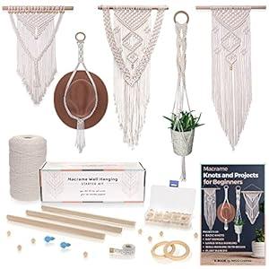 MIGO Creates Macrame Kits for Adults Beginners: DIY Macrame Kit with 220 Yards Macrame Cord and 58pcs Macrame Supplies. E-Book Tutorial for 5 Macrame Projects and Knots Included!
