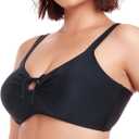 Ocean Blues Women's Retro Cutout Bikini Tops for Women Lace Up Back Padded Swimsuit Top (Black, XL)