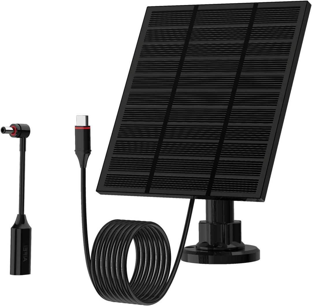 Solar Panels for Ring Camera Outdoor (New Generation) 5W 5V Solar Panel Charger with USB-C&Plug for Spotlight Cam Plus&Stick Up Cam Pro.Waterproof IP65 360Adjustable 2M Cable (Black, 1)