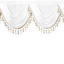 VOGOL White Sheer Waterfall Valance, Silky Soft Touch Kitchen Curtains Valances Home Decor, Rod Pocket Voile Curtain Swag Valance for Living Room, W110, 1 Panel (110"W x 43"L (Pack of 1), White)