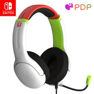 PDP AIRLITE Wired Headset, Officially Licensed Nintendo Switch/Lite/OLED, Lightweight Durable Headphones, 3.5mm audio jack, Noise-canceling Flip-to-Mute Mic, Mario Kart Radiant Racers, White/Red/Green