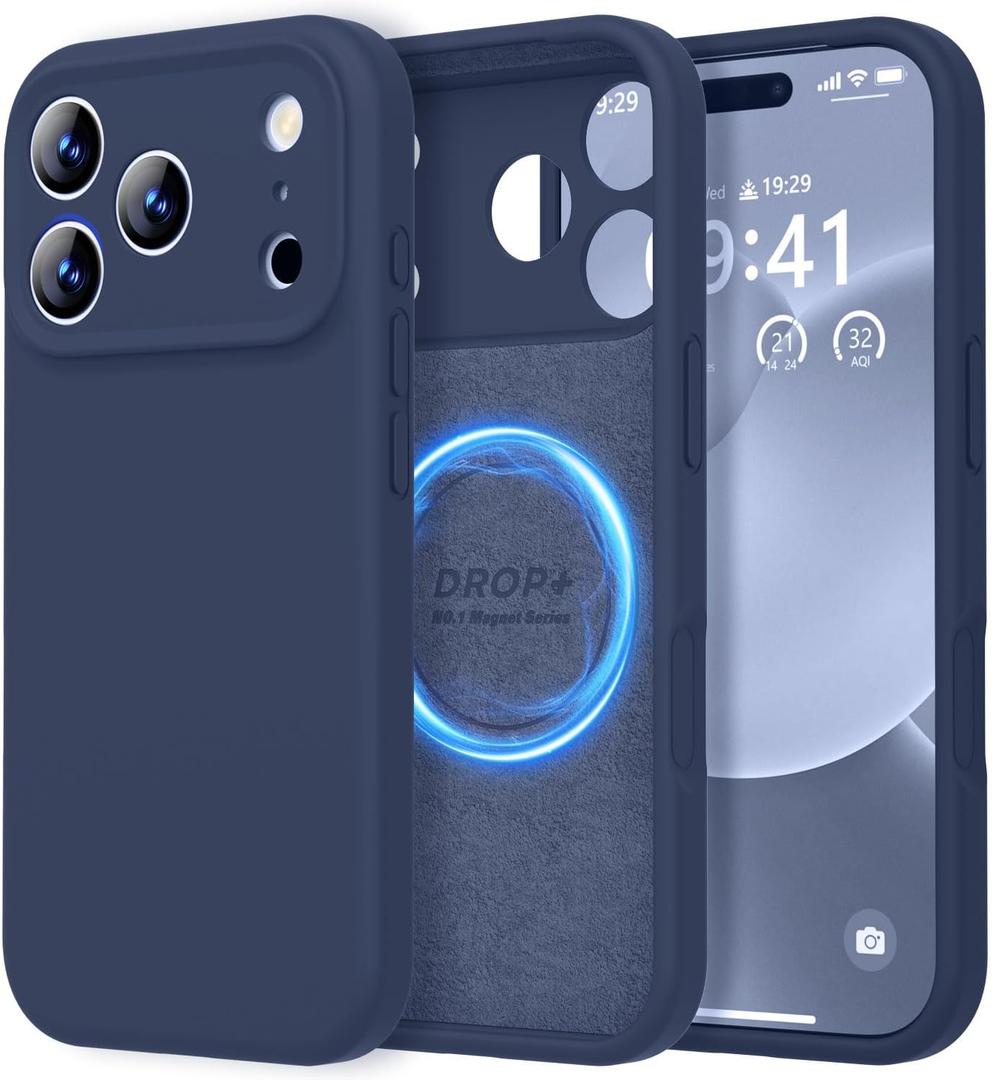 LOVE 3000 Designed for iPhone 17 Pro Max Case, Premium Silicone [Compatible with Magsafe][Soft Anti-Scratch Microfiber Lining] Shockproof Protective Phone Case for Men Women 6.9", Navy Blue