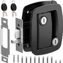 WELLUCK RV Door Lock Replacement with Paddle Deadbolt, 100% Metal Camper Door Latch Handle Lock, RV Entry Door Lock for Camper Horse Travel Trailer Cargo Hauler (Black)