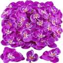 80 Pcs Orchids Artificial Flowers Silk Phalaenopsis Flower Heads Fake Orchids Flowers for Cocktails Drink False Butterfly Orchid Head for Wedding Floral Bouquet DIY Craft Bridal Decor(Dark Purple)